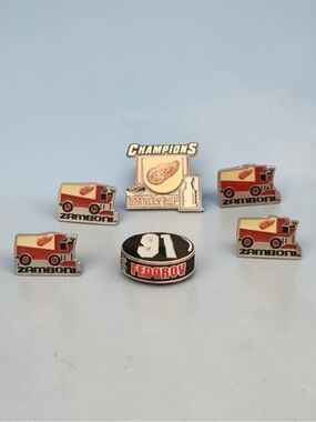 Vintage 90s NHL Detroit Red Wings Hockey Pins Stanley Cup Fedorov Zamboni